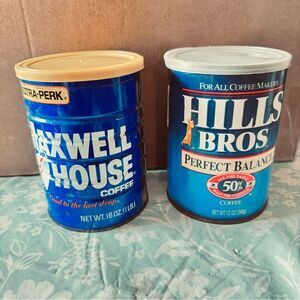 Vintage coffee cans a lot of two: Maxwell House & Hills Bros Decor Kitchen